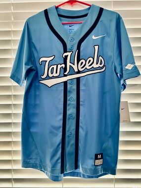 Nike Carolina Blue and Navy 'Tar Heels' Baseball Jersey men M